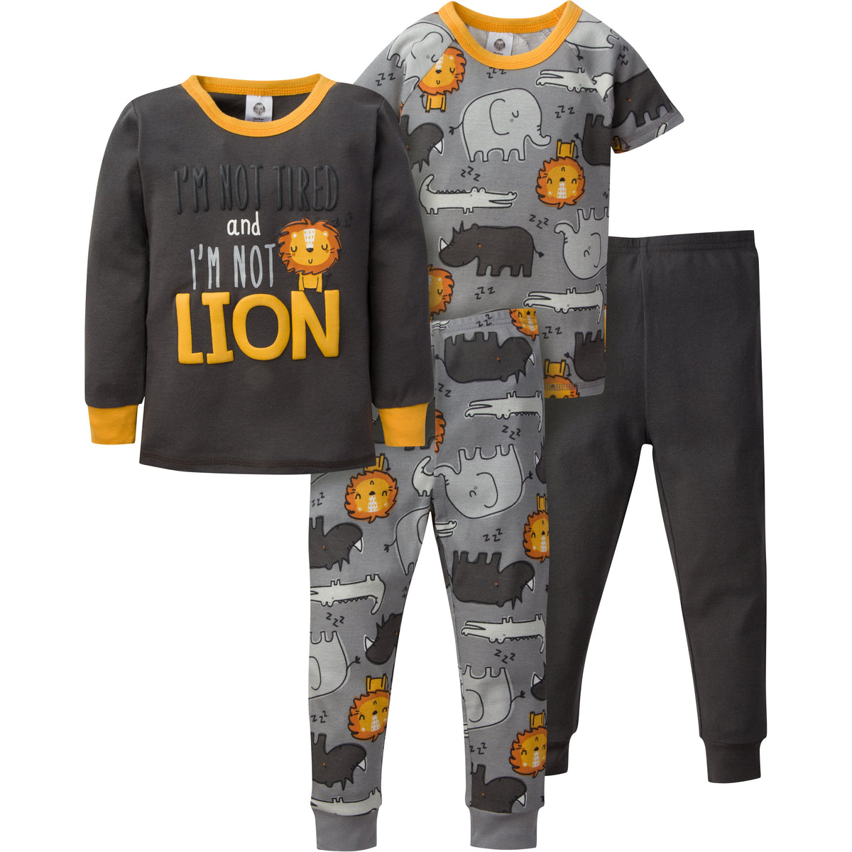4-Piece Boys Lion Snug Fit Cotton Pajamas