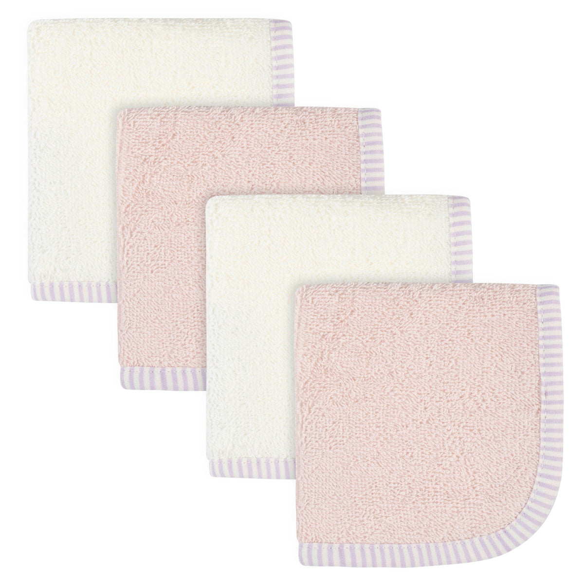 4-Pack Pink & Ivory Woven Washcloths