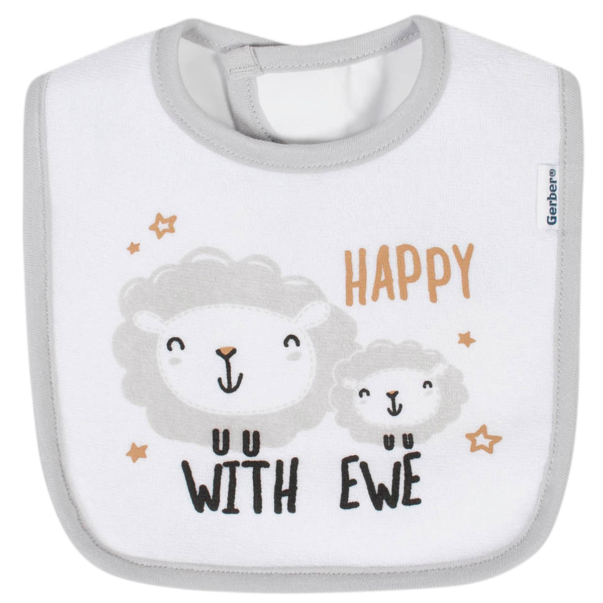 3-Pack Baby Neutral Lamb Terry Bibs, view 2