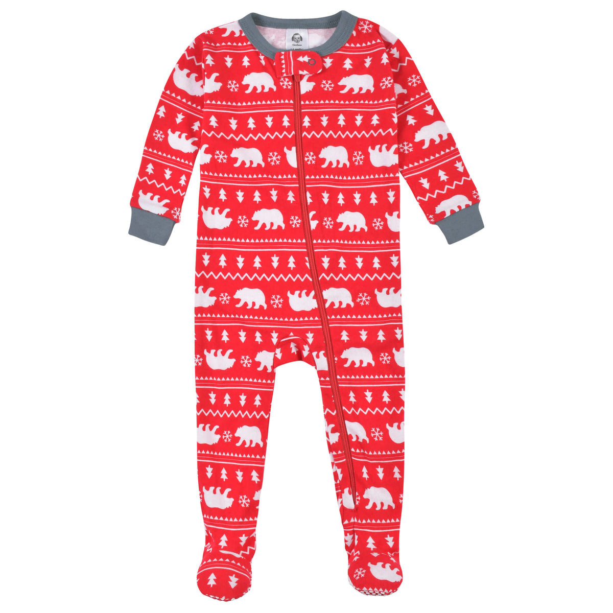Baby Bear Fair Isle Snug Fit Footed Cotton Pajamas