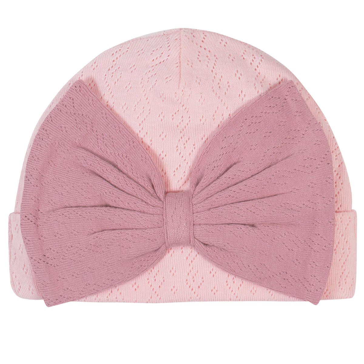 8-Piece Organic Baby Girls Floral Caps & No Scratch Mittens, view 2