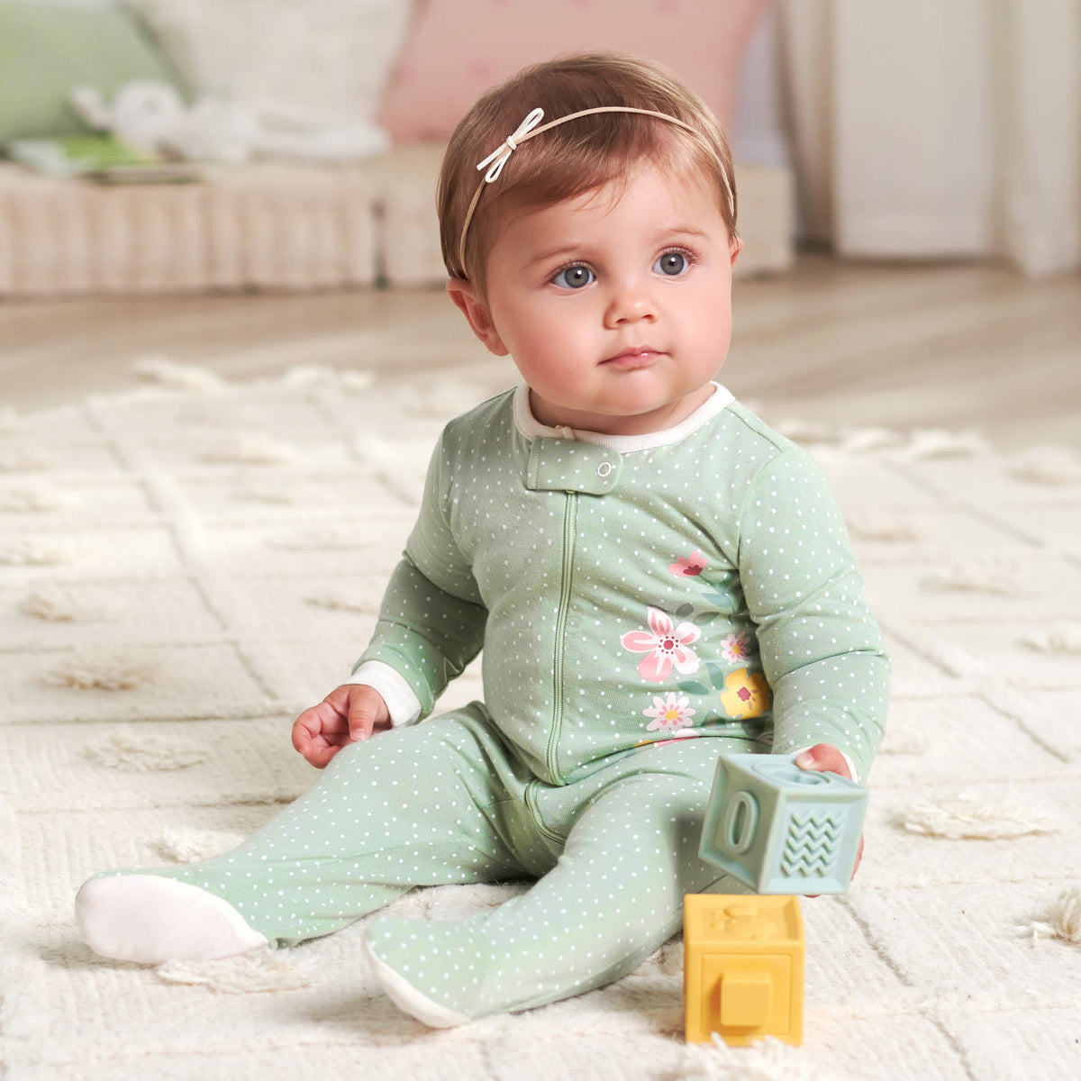 4-Pack Baby Girls Golden Floral Sleep 'N Plays, view 2