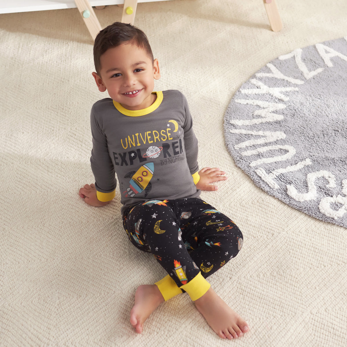 4-Piece Infant & Toddler Boys Blast Off Snug Fit Cotton Pajamas, view 3