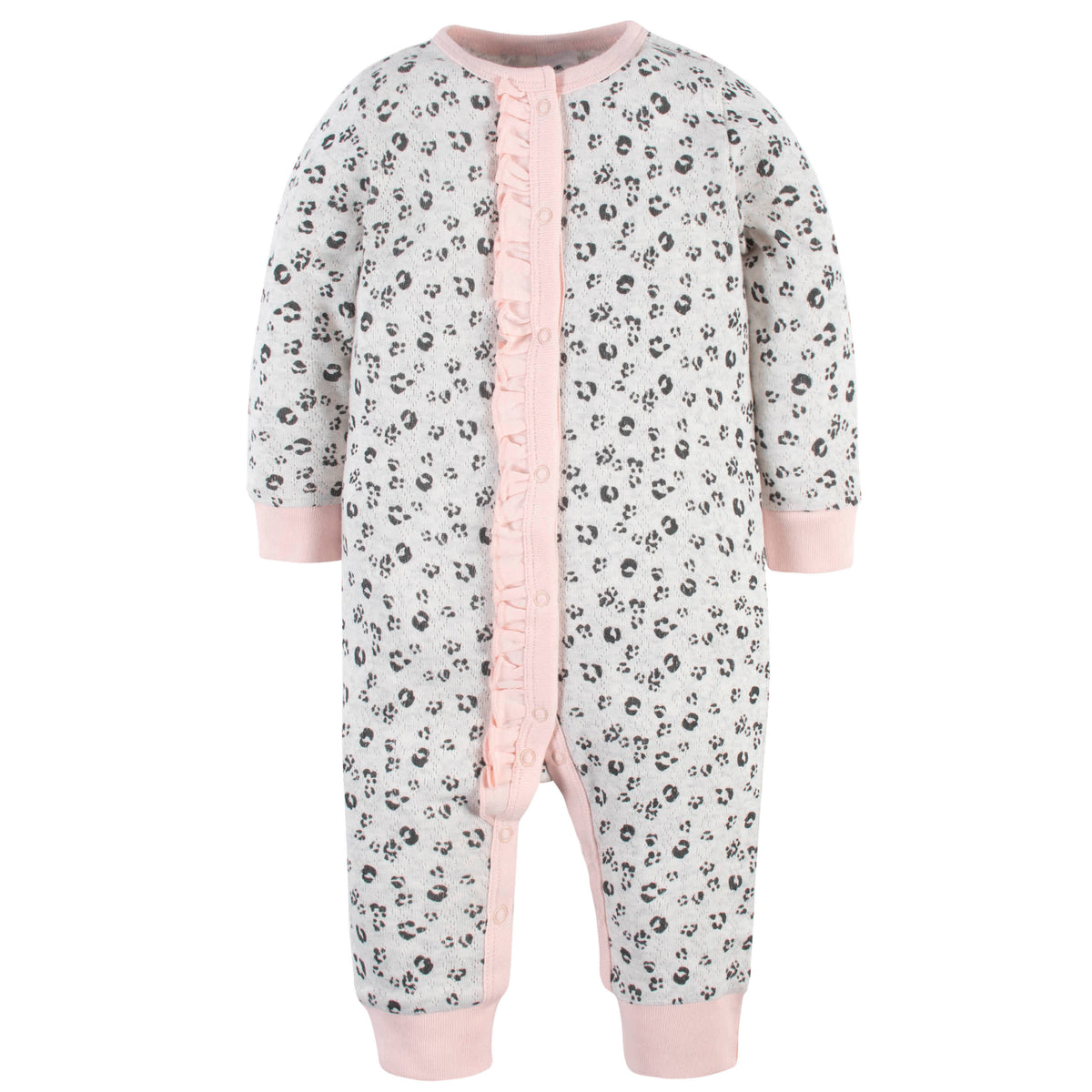 2-Piece Baby Girls Leopard Coverall & Headband Set, view 3