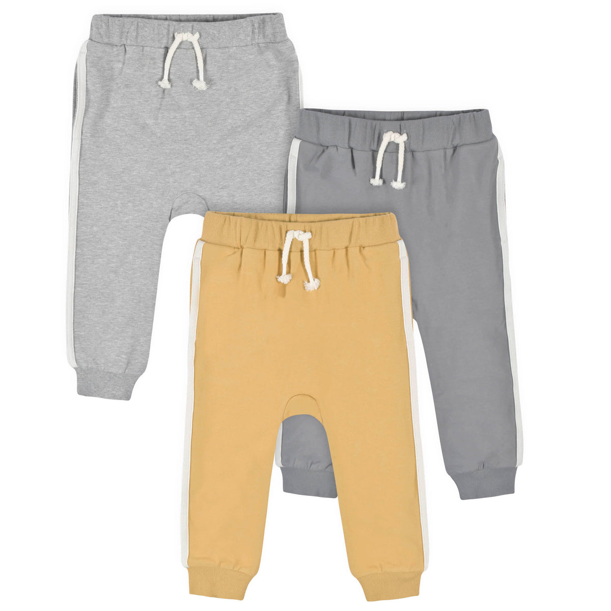 3-Pack Infant & Toddler Boys Mustard & Gray Joggers