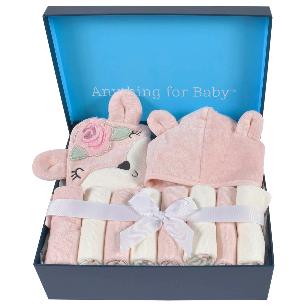 10-Piece Baby Girls Fox Hooded Towel, Robe, & Washcloths Set