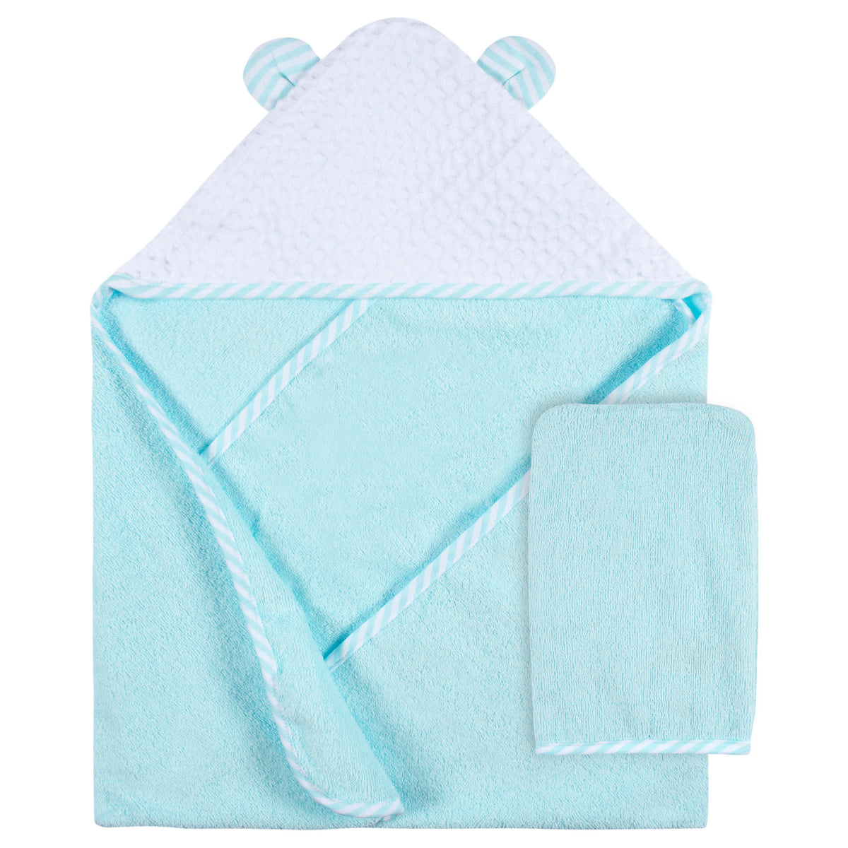 2-Pack Baby Neutral Little Animals Hooded Towel and Washcloth Mitt Set