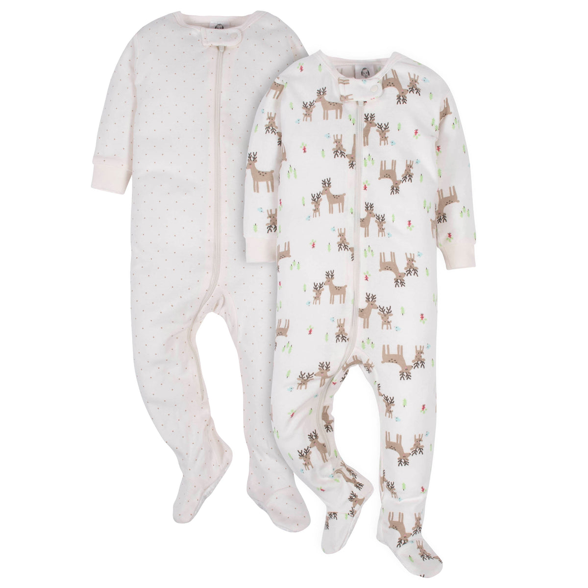 2-Pack Baby Girls’ "Hello Dear" Snug Fit Footed Pajamas