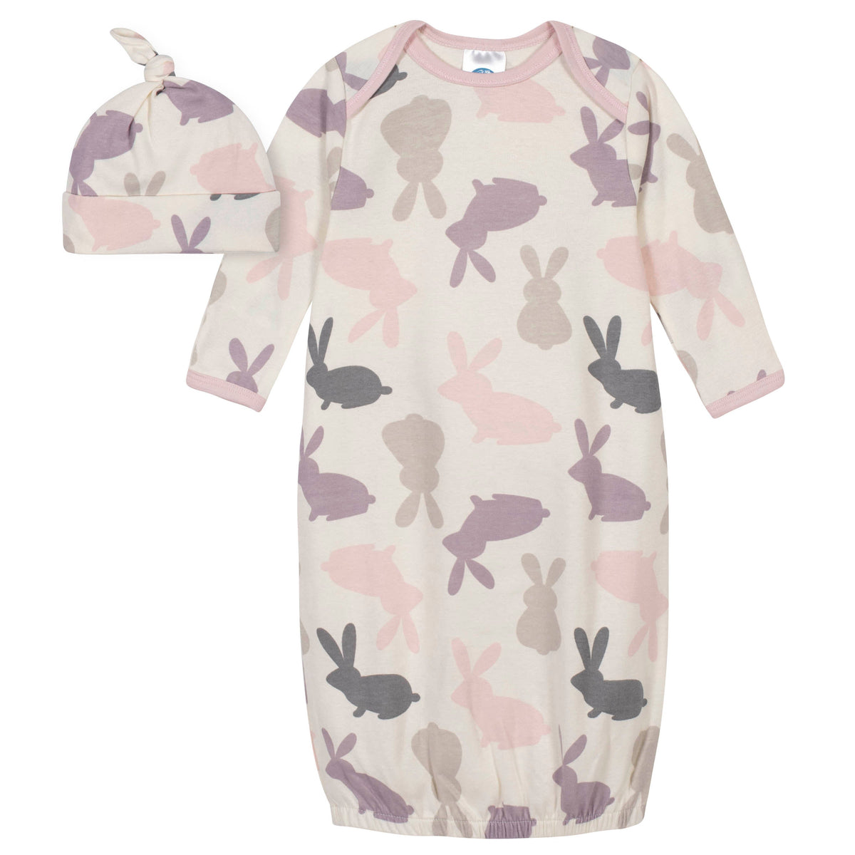 2-Piece Baby Girls Bunny Gown and Cap Set