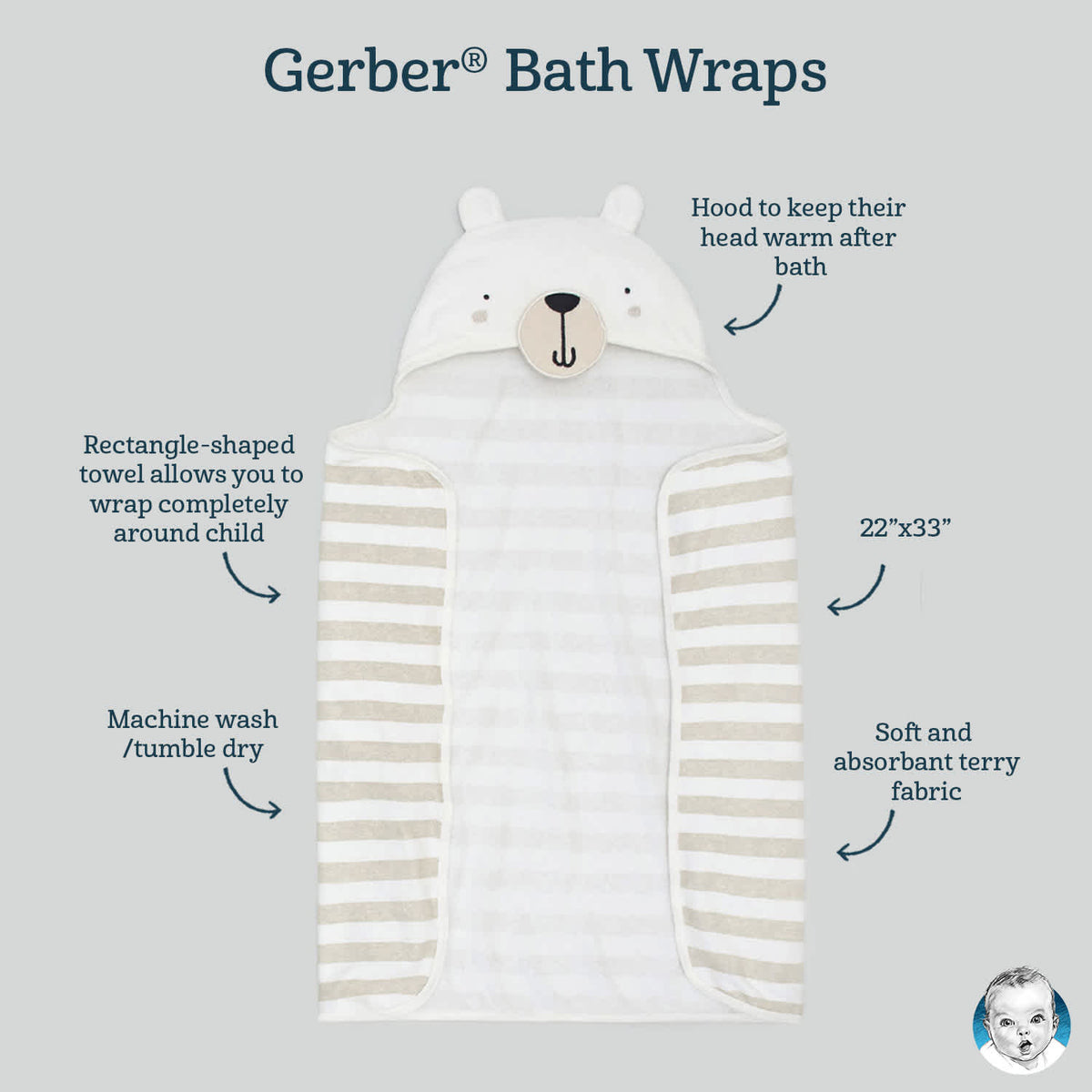 Baby Girls Ballerina Bath Wrap, view 5