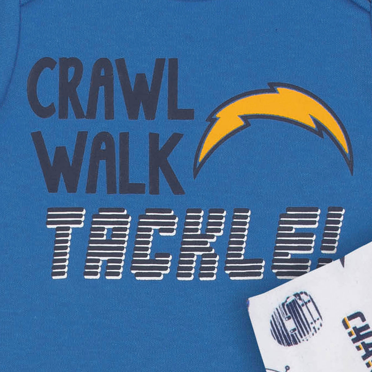 3-Pack Los Angeles Chargers Short Sleeve Bodysuits, view 2