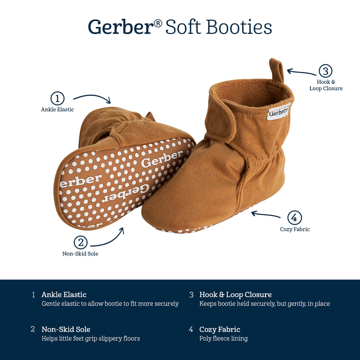 Baby Neutral Brown Soft Booties, view 8