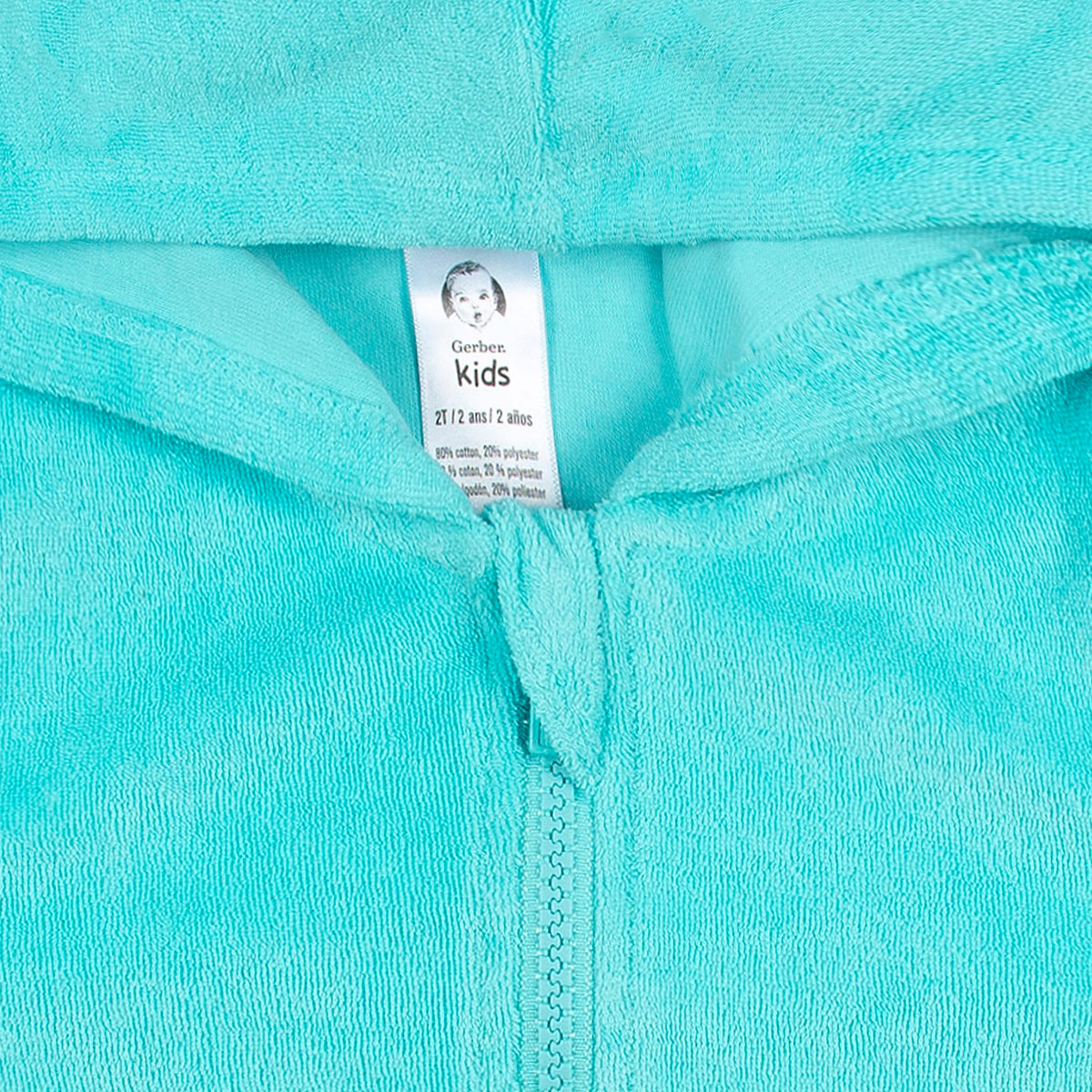 Baby & Toddler Girls Aqua Hooded Zip Front Terry Coverup, view 5
