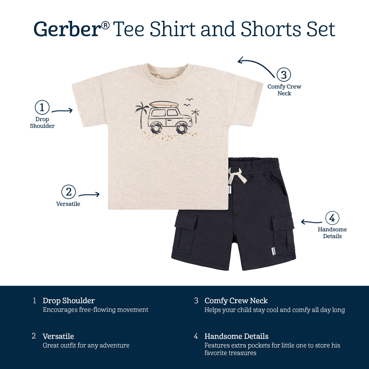 2-Piece Toddler Boys Surf Life Shirt & Shorts Set, view 6