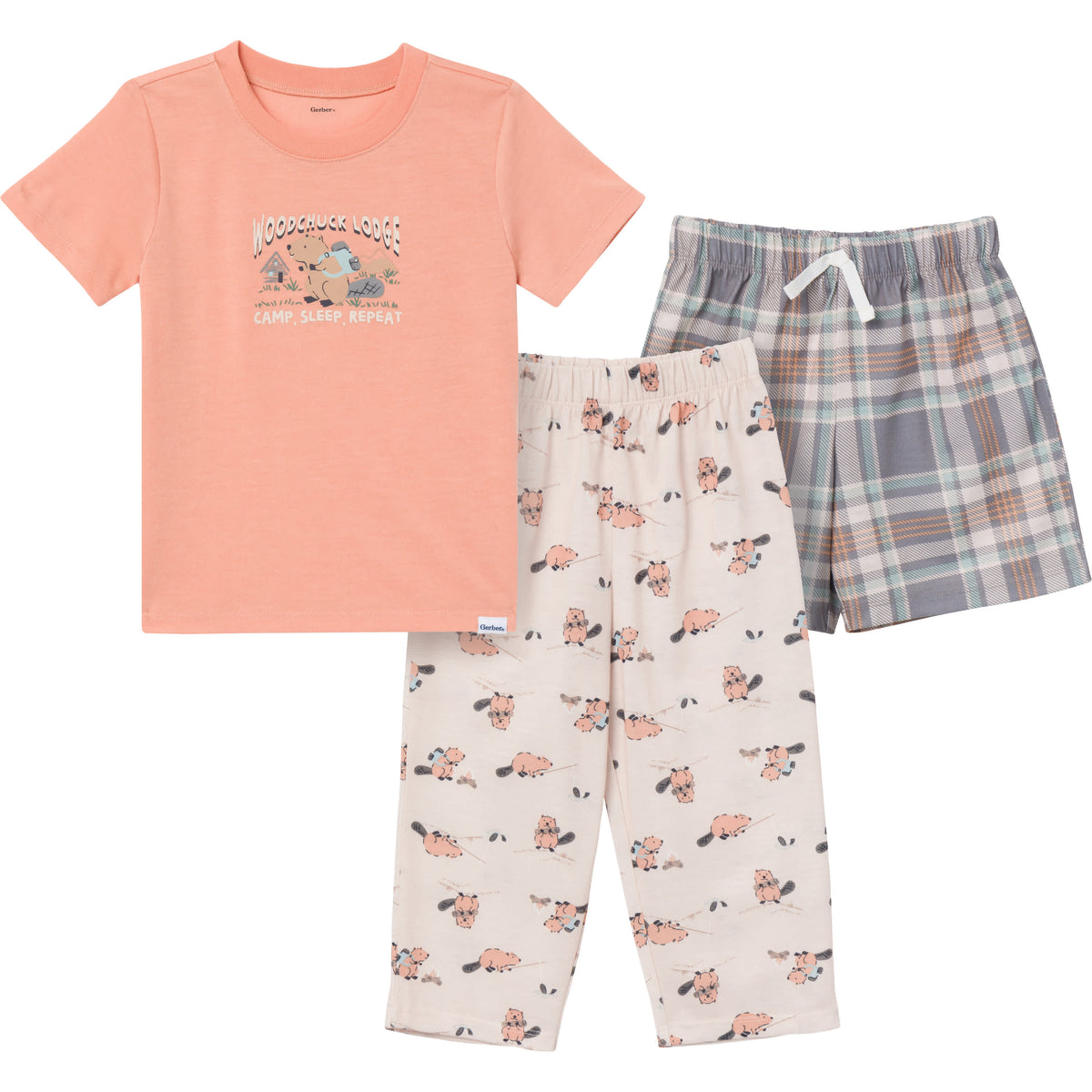 3-Piece Toddler Boys Woodlands T-Shirt, Shorts & Pants Pajama Set