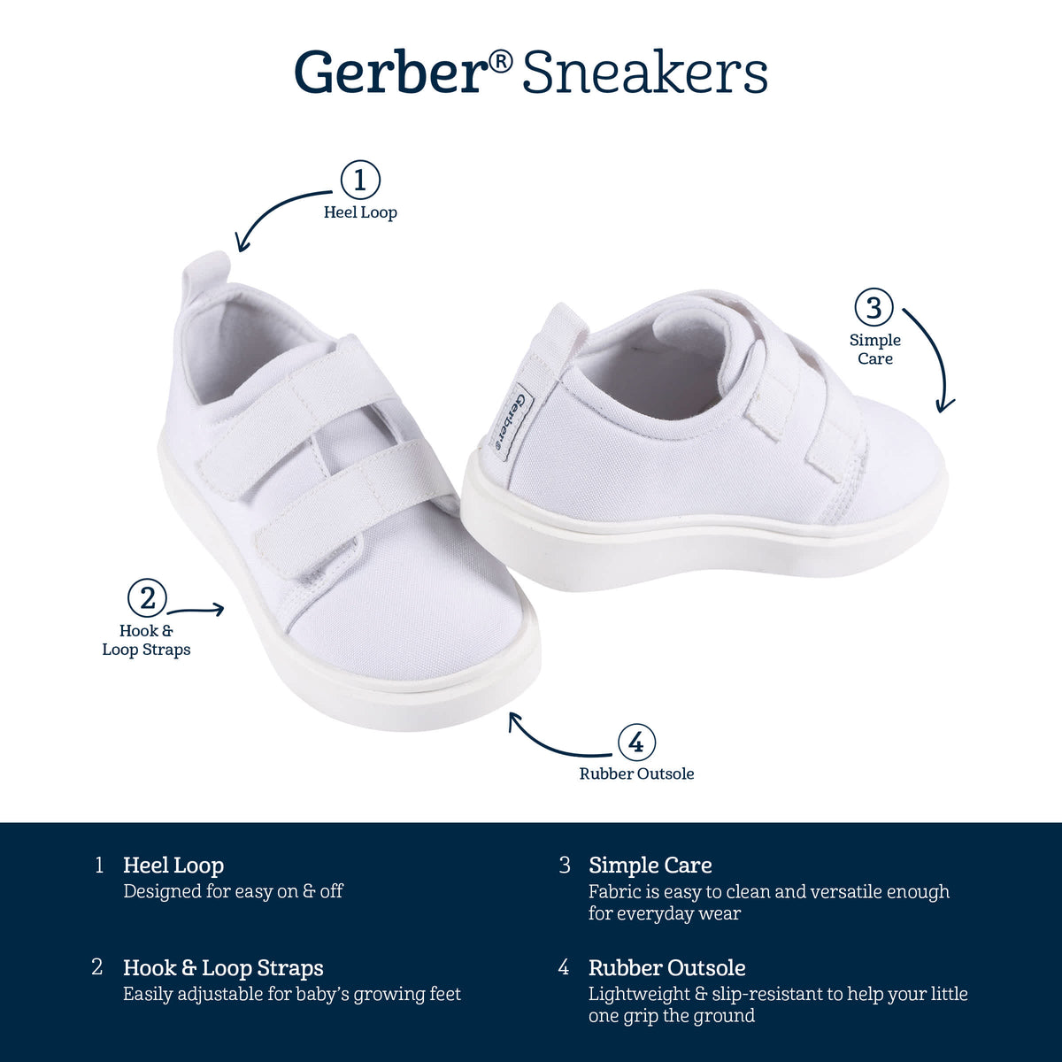 Baby Neutral White Hook & Loop Sneaker, view 5