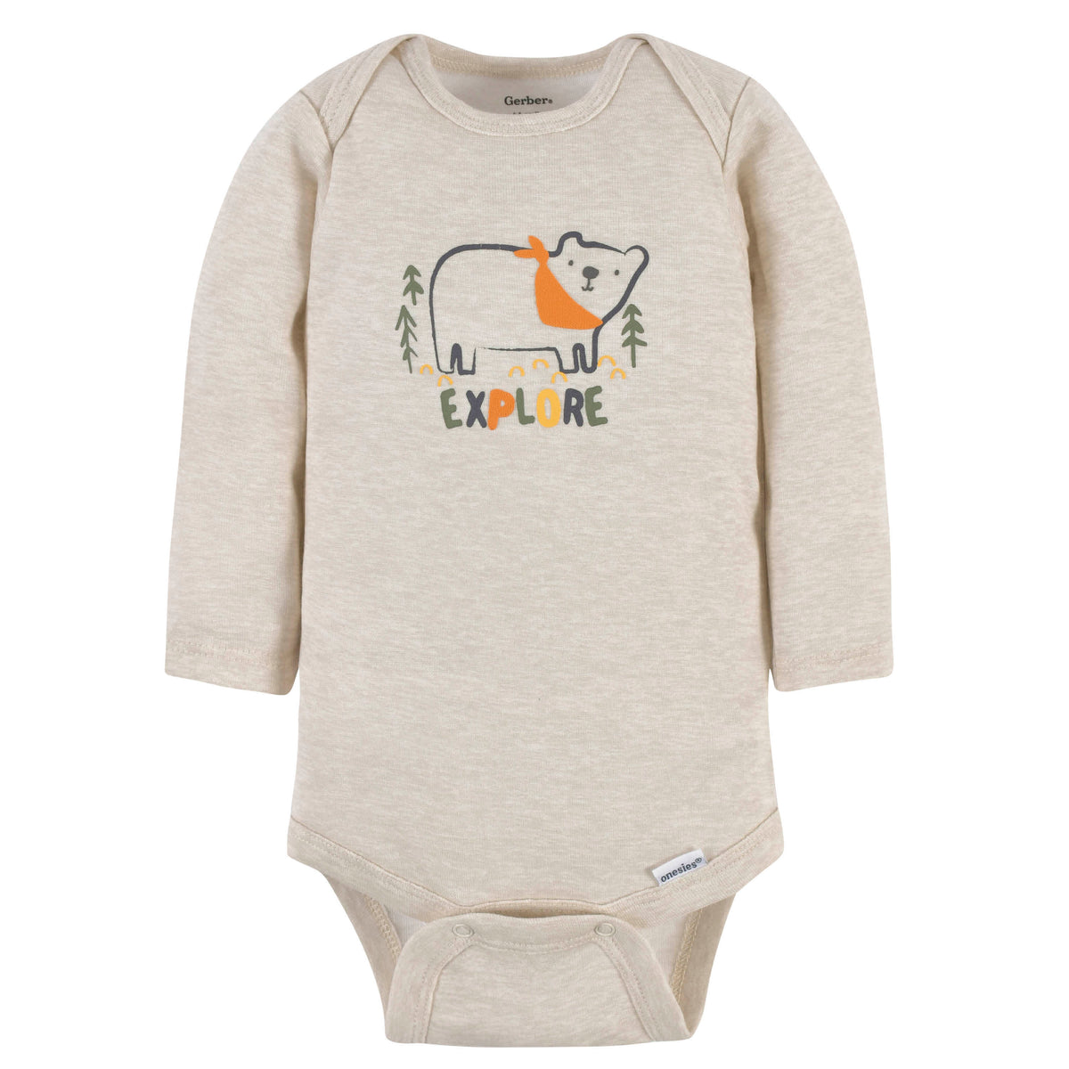3-Pack Baby Boys Bears Long Sleeve Onesies Bodysuits, view 2