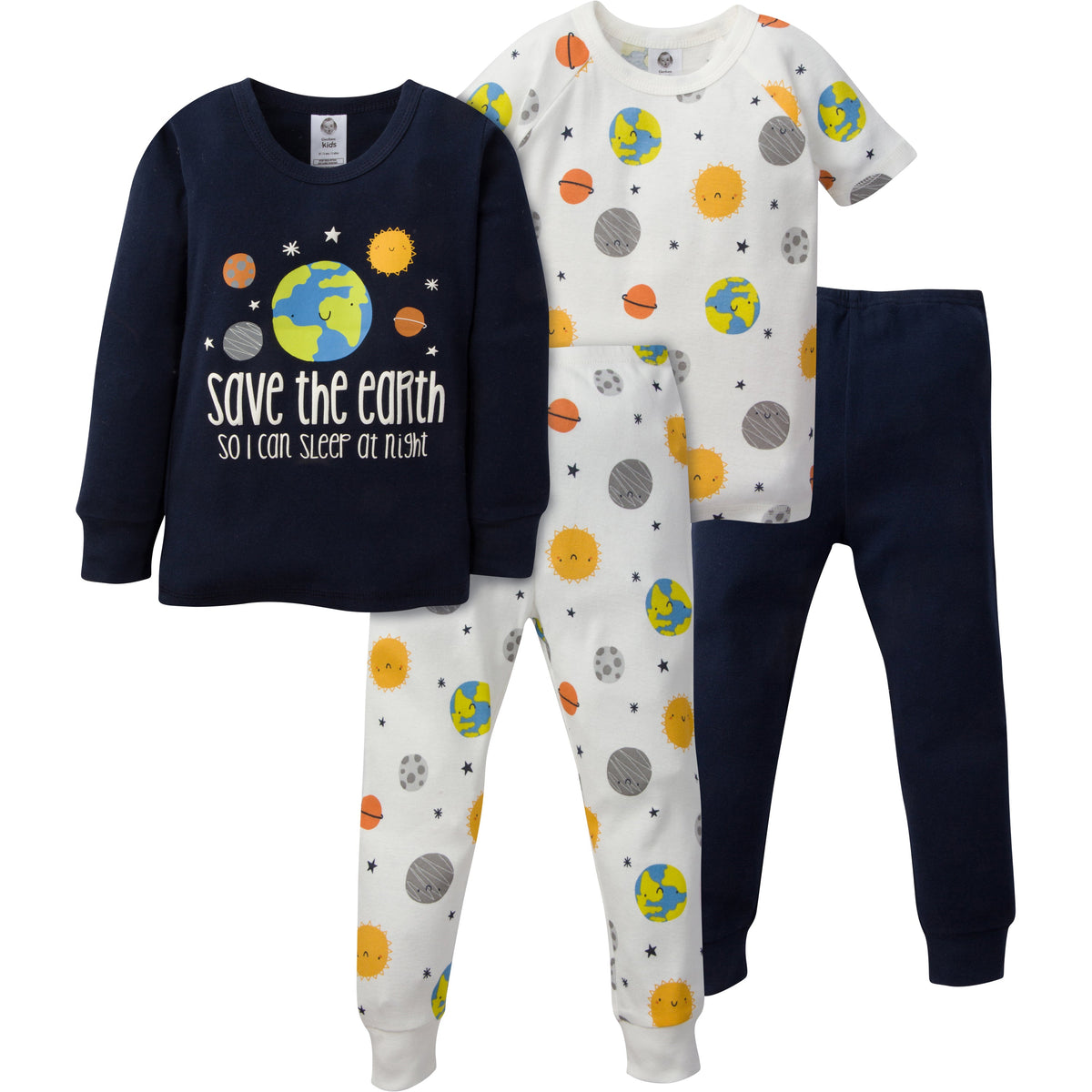 4-Piece Boys Earth Snug Fit Cotton Pajamas