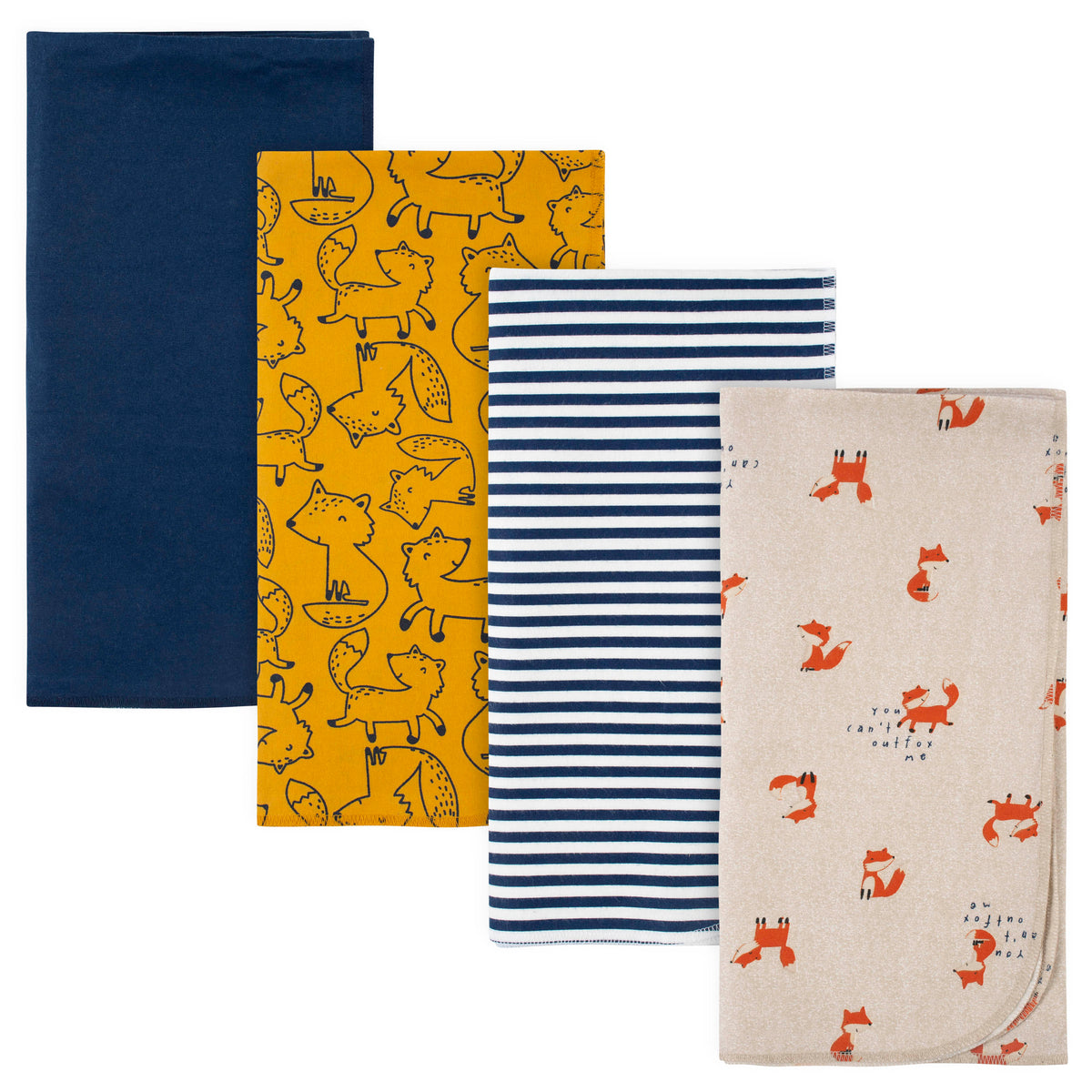 4-Pack Baby Boys Fox Flannel Receiving Blankets