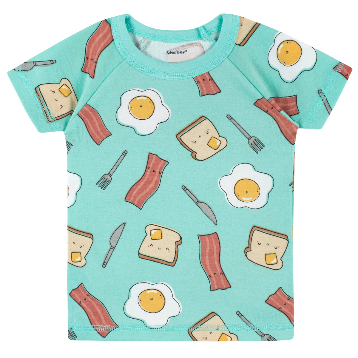 4-Piece Infant & Toddler Neutral Breakfast Snug Fit Cotton Pajamas, view 6