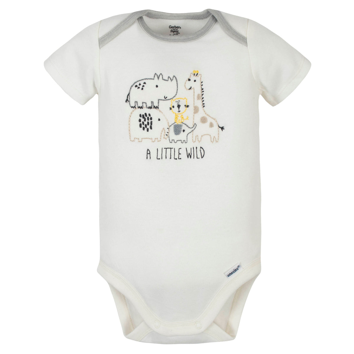 Assorted Organic Baby Boys Jungle Short Sleeve Onesies Brand Bodysuits, view 2