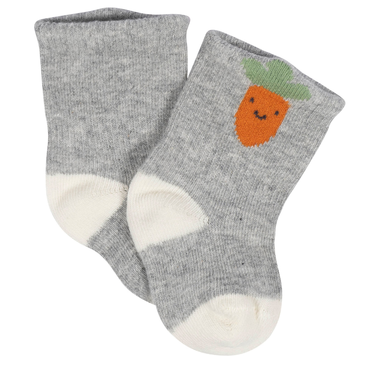 8-Pack Baby Neutral Happy Veggies Jersey Wiggle Proof Socks, view 3