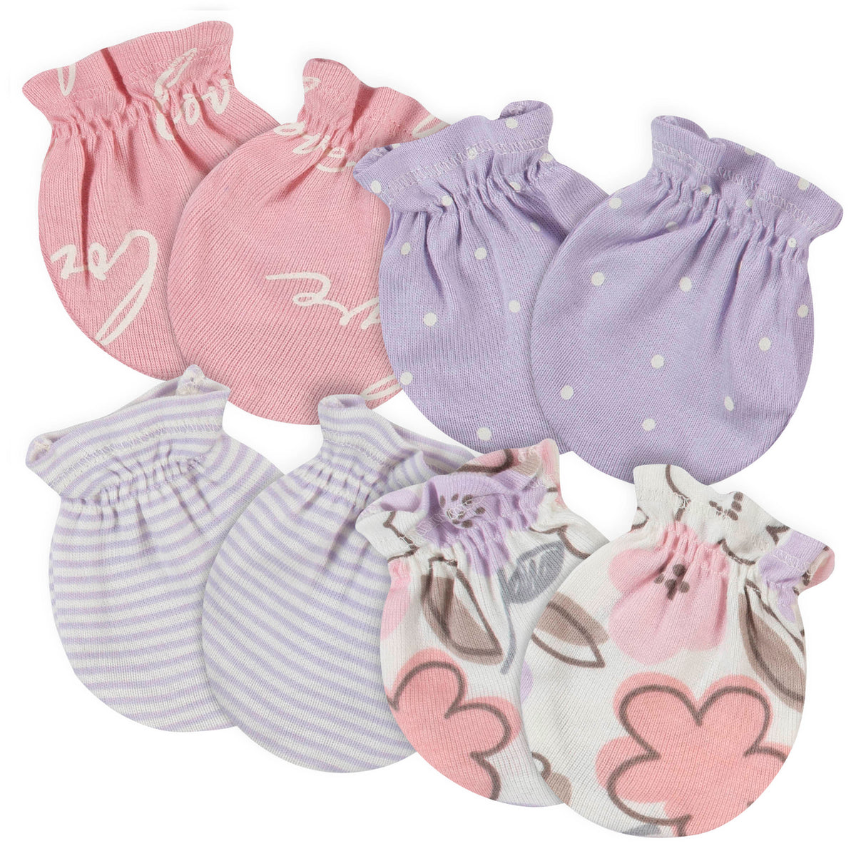 4-Pack Baby Girls Bunny Ballerina No Scratch Mittens