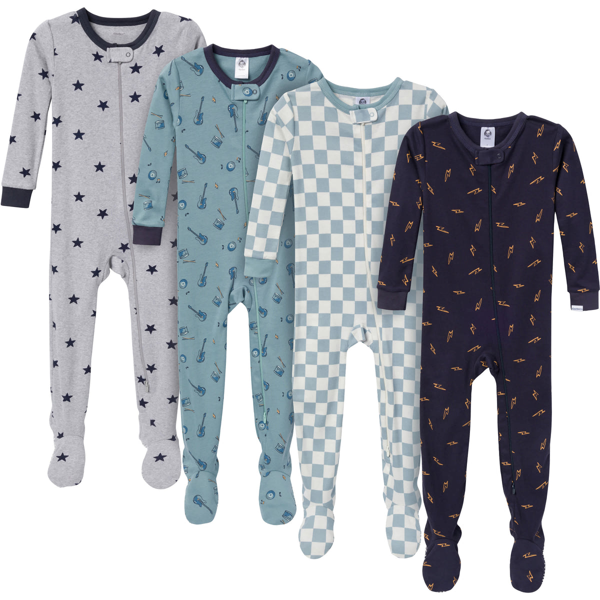 4-Pack Baby & Toddler Boys Music Snug-Fitting Footed Pajamas