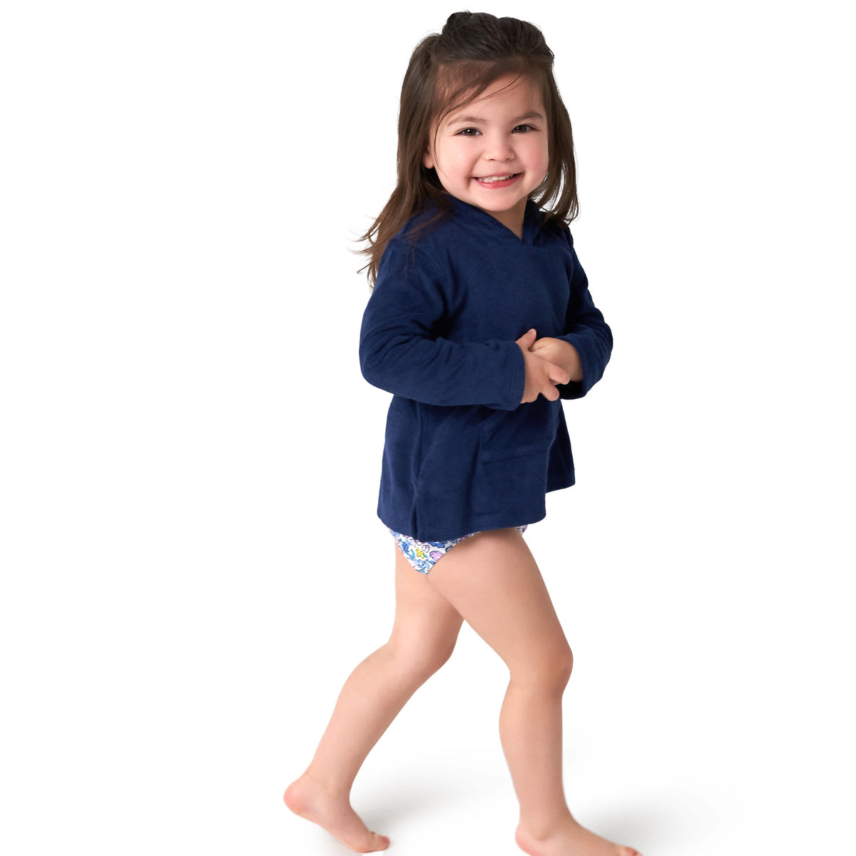 Baby & Toddler Navy Hooded Kangaroo Pocket Terry Coverup, view 2