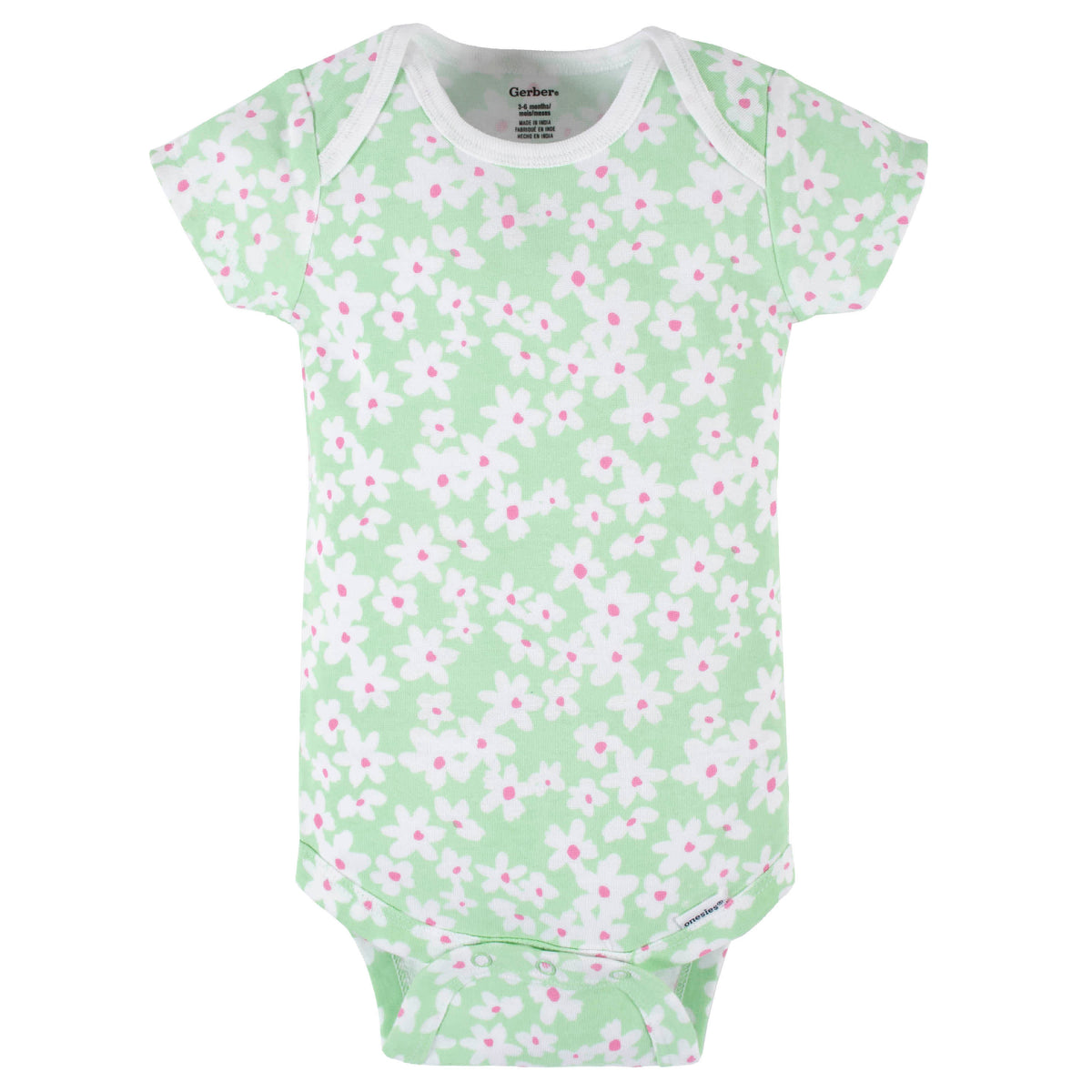 4-Pack Baby Girls Summer Blossom Short Sleeve Onesies Bodysuits, view 5