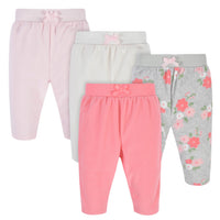 4-Pack Baby Girls Floral Microfleece Pants