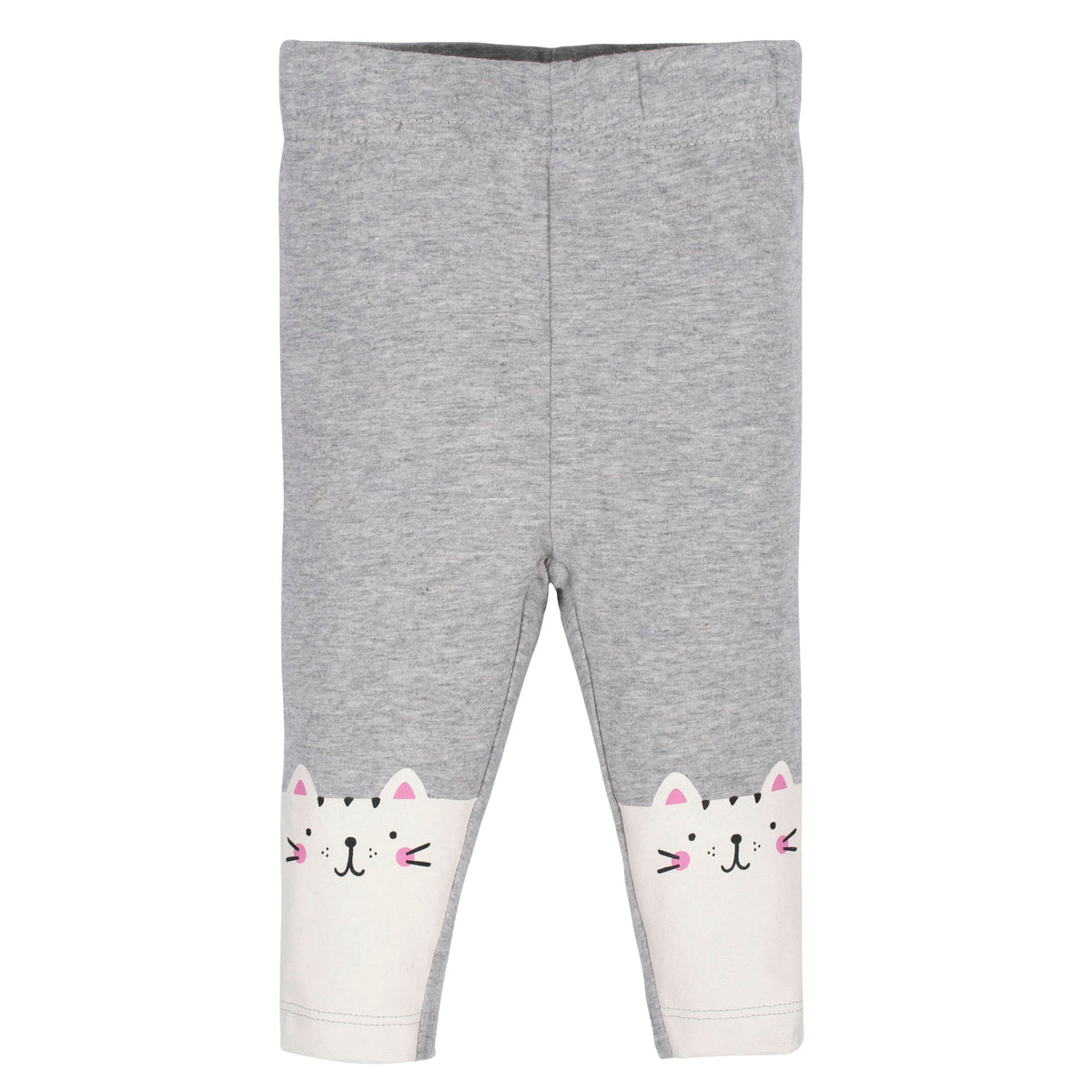 2-Pack Girls Black and Happy Cat Leggings, view 2