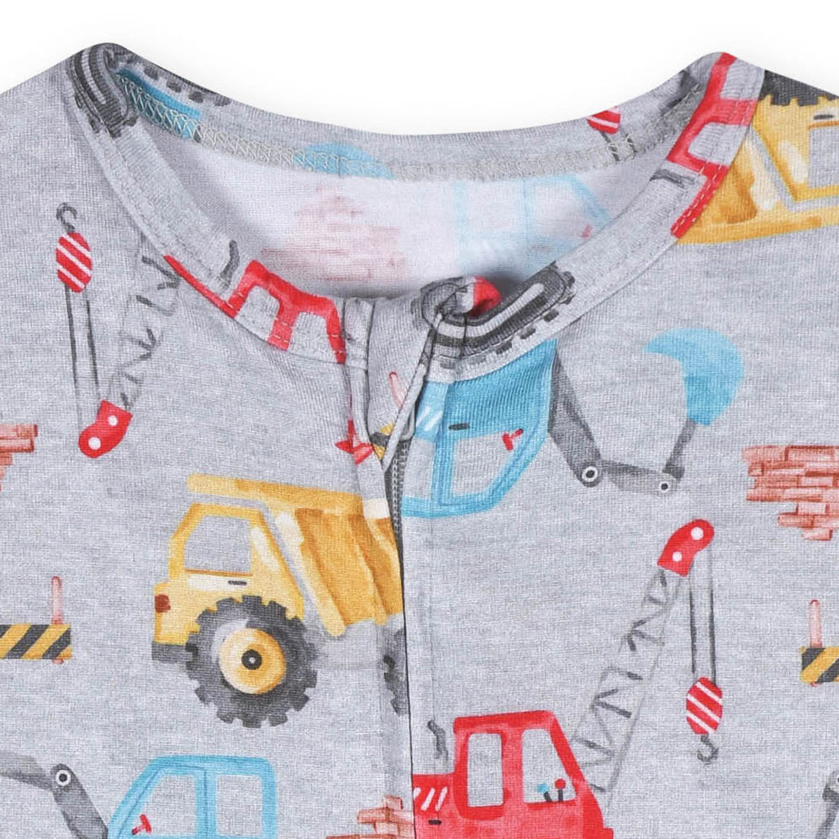 Baby Boys Construction Trucks Buttery Soft Viscose Made from Eucalyptus Snug Fit Romper, view 6