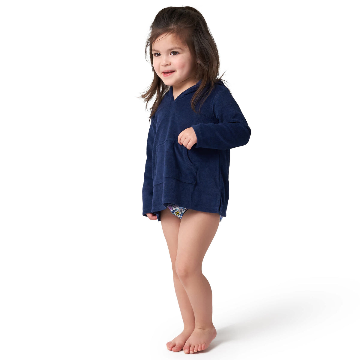 Baby & Toddler Navy Hooded Kangaroo Pocket Terry Coverup, view 3