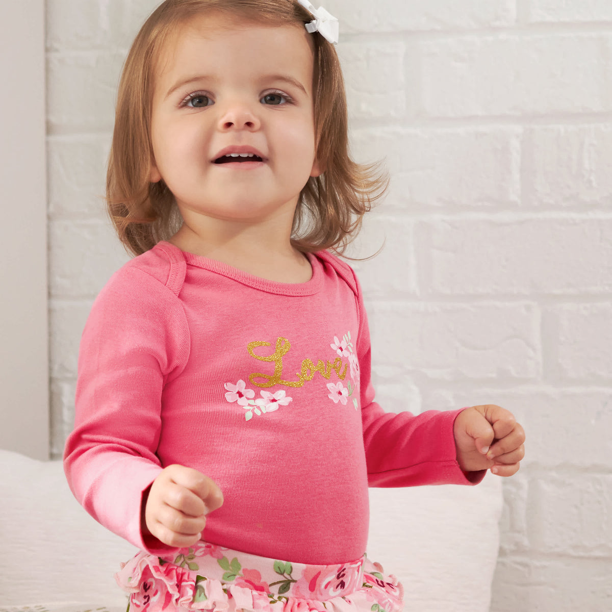 3-Piece Baby Girls Roses Onesies Bodysuit, Pant, & Cap Set, view 2