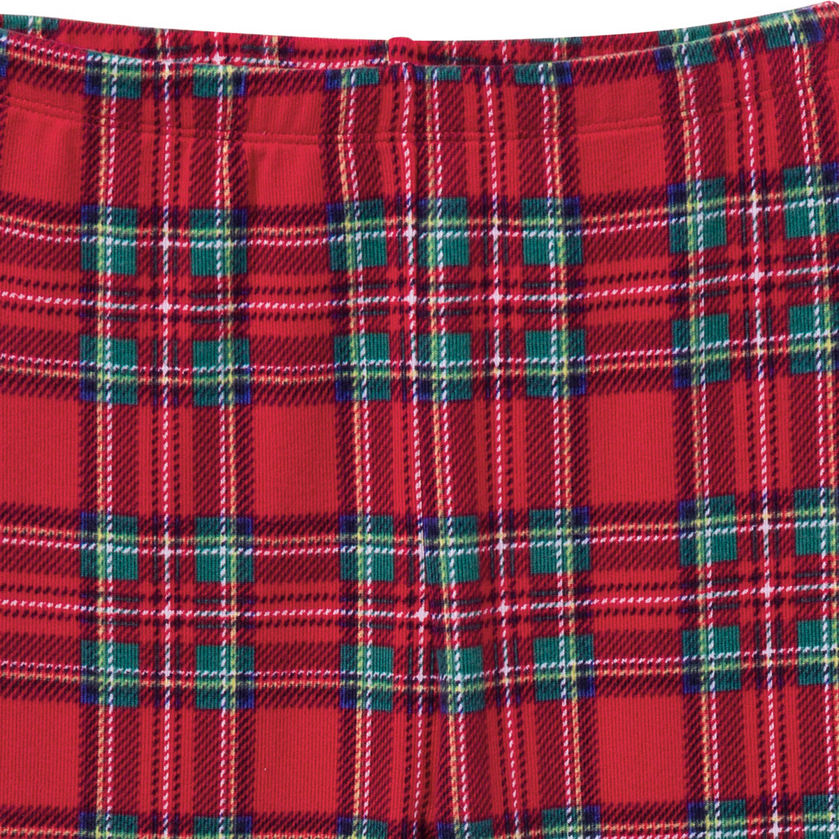 2-Piece Kids Neutral Stewart Plaid Holiday Family Pajamas, view 4
