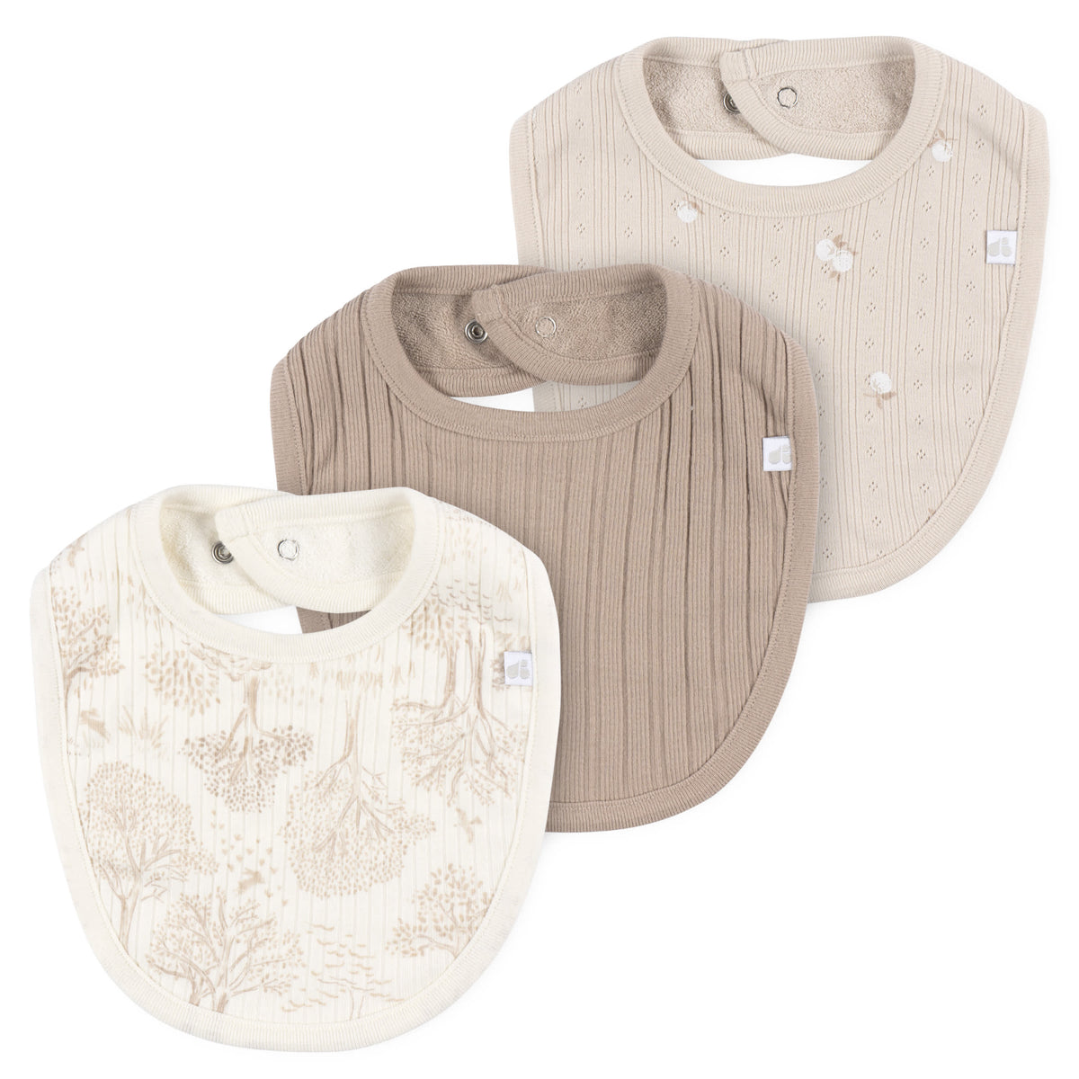 3-Piece Baby Neutral Tan/Ivory Bandana Set