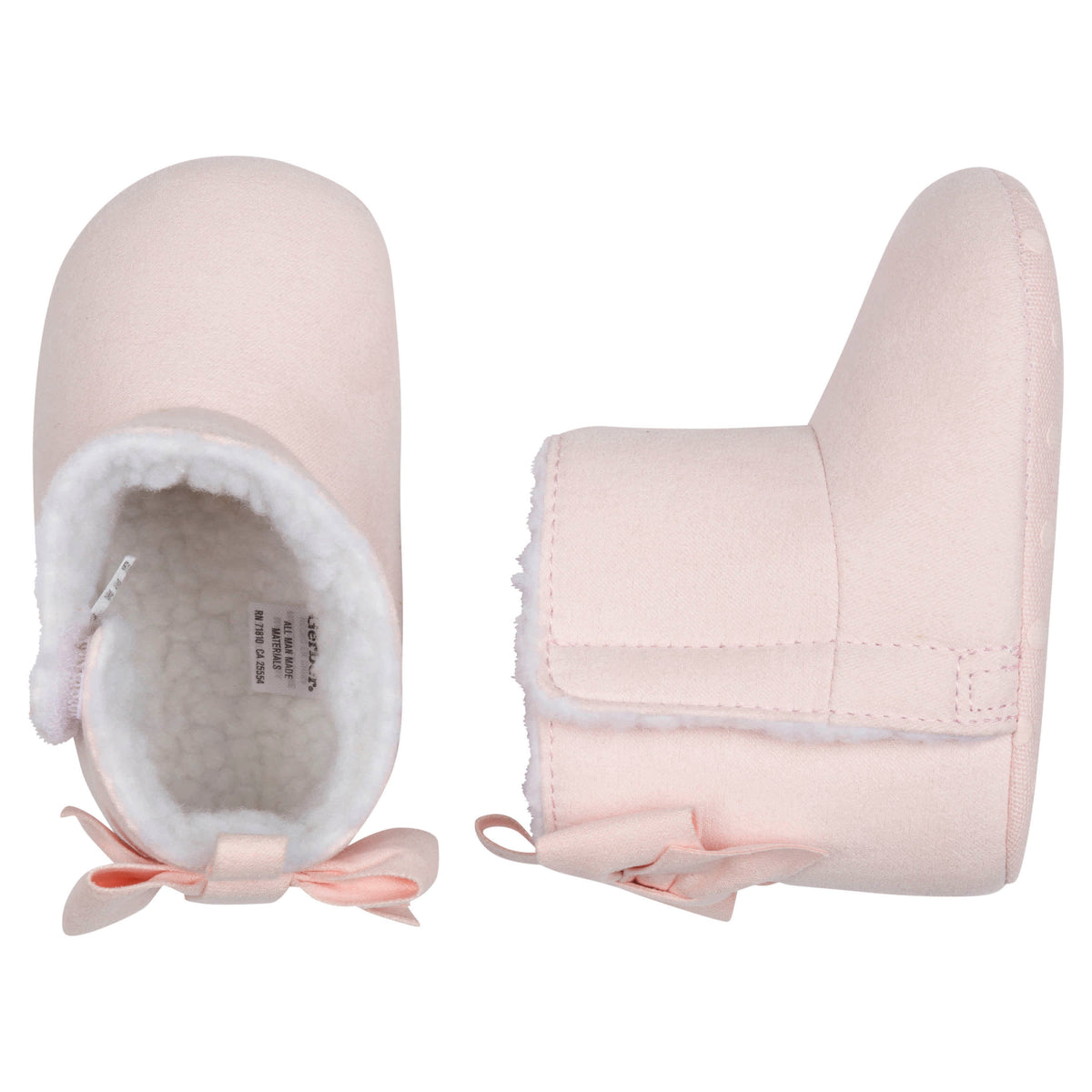 Baby Girls Pink Bow Faux Suede Boots, view 2