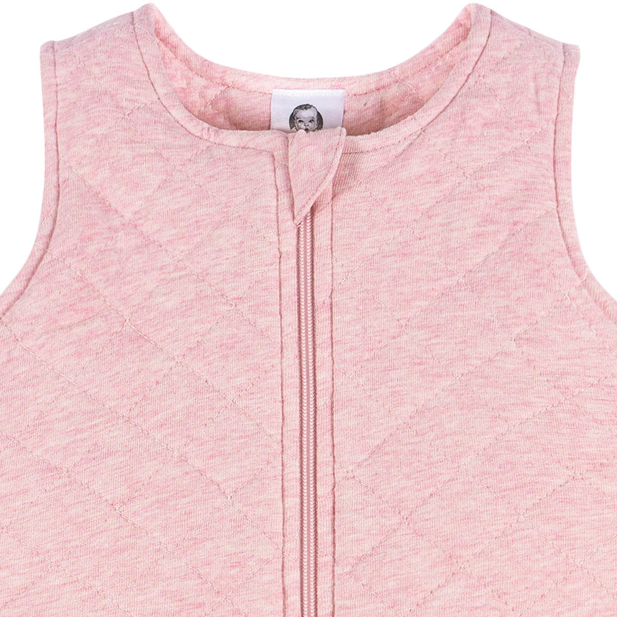 Baby Girls Pink Heather Quilted Jersey Wearable Blanket, view 5