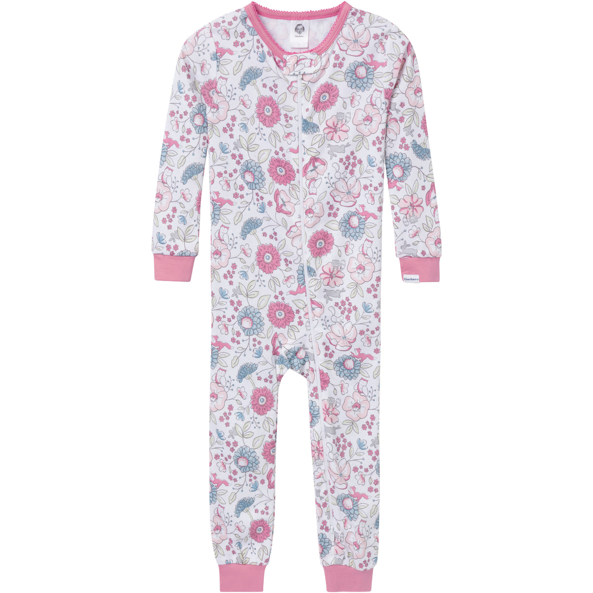 3-Pack Baby & Toddler Girls Woodland Floral Snug-Fitting Footless Pajamas, view 2