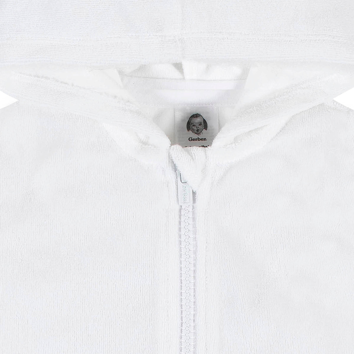 Baby & Toddler Girls White Zipper Hoodie Terry Coverup, view 4