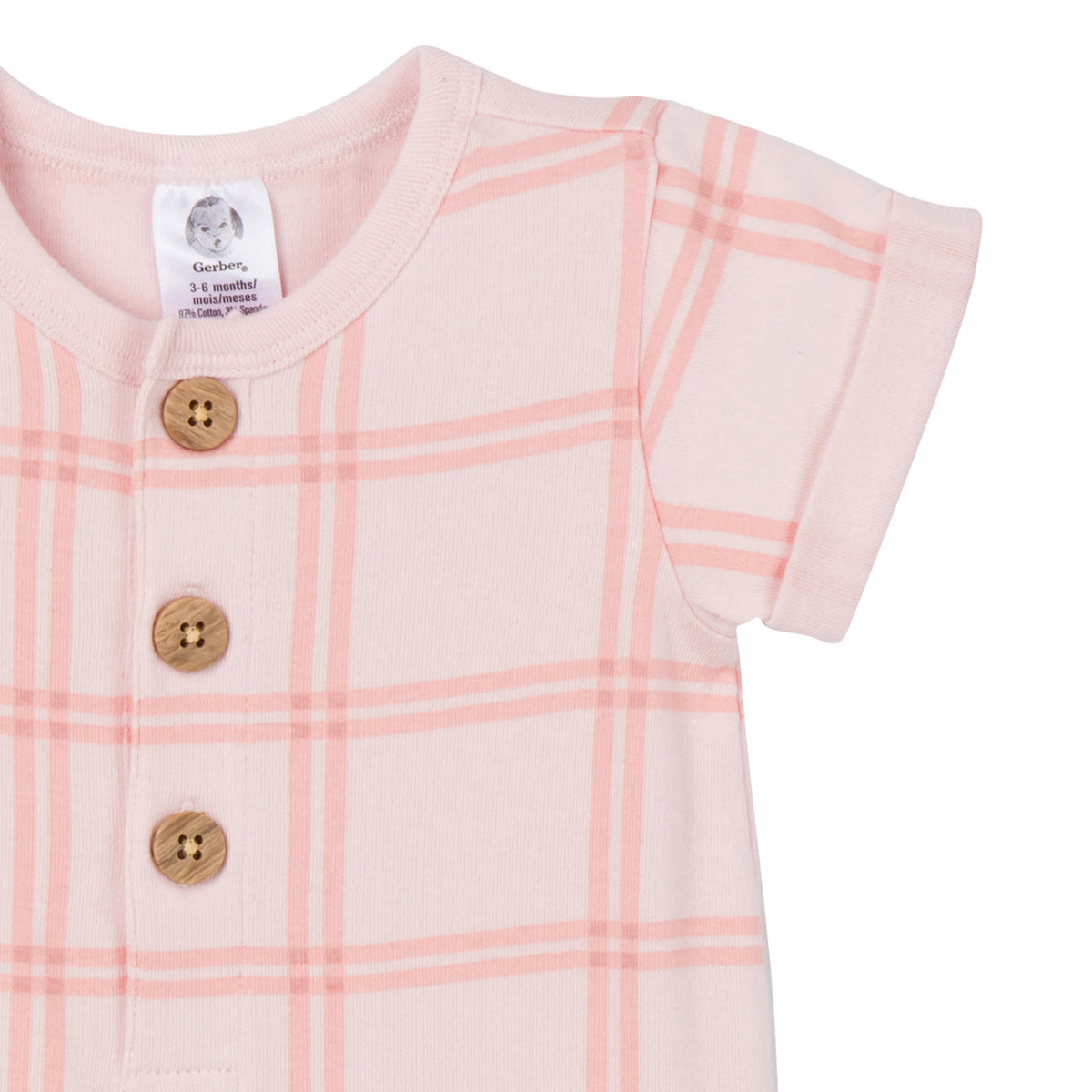2-Pack Baby Girls Pink Plaid Romper, view 5