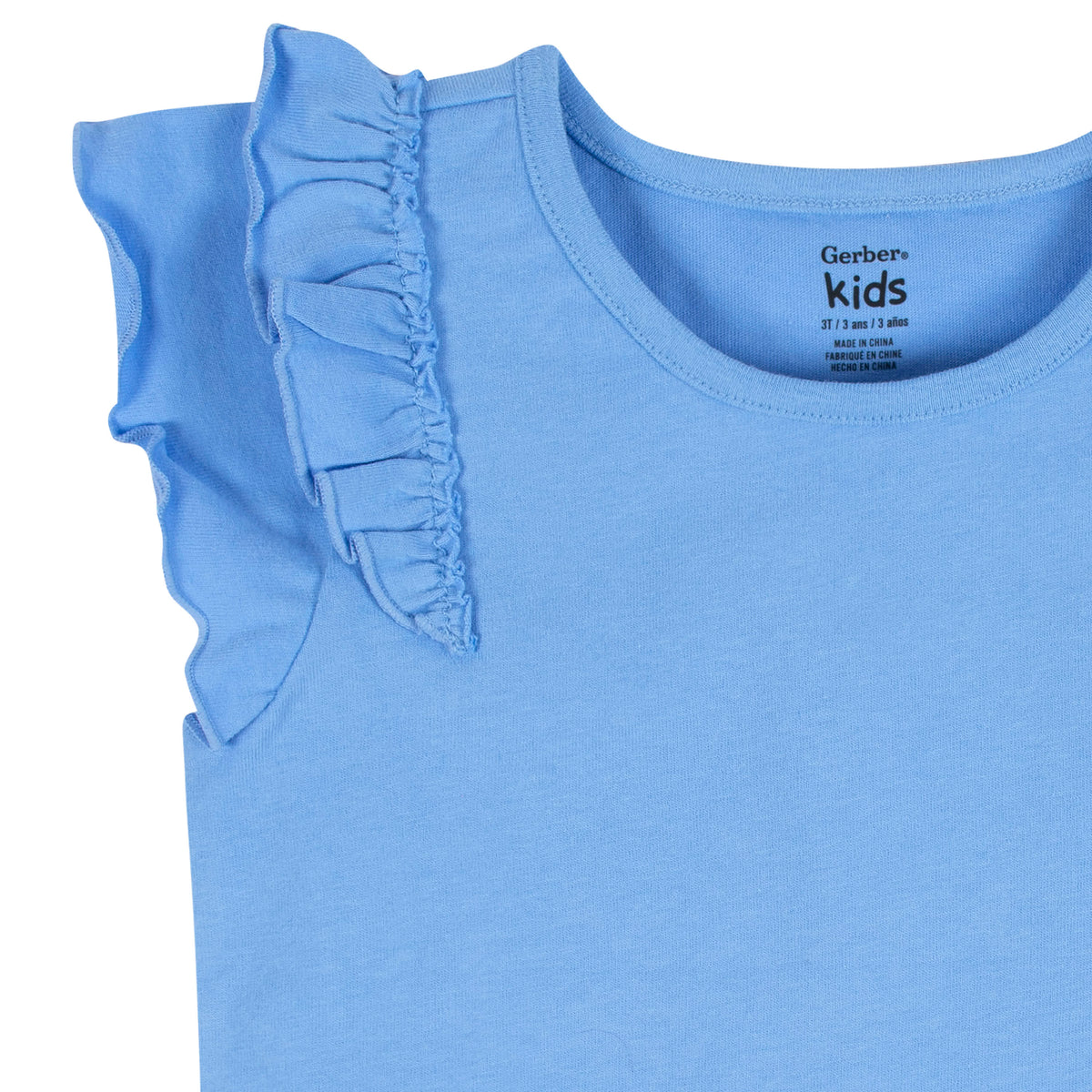 2-Pack Infant & Toddler Girls Blue Double Ruffle Tops, view 3