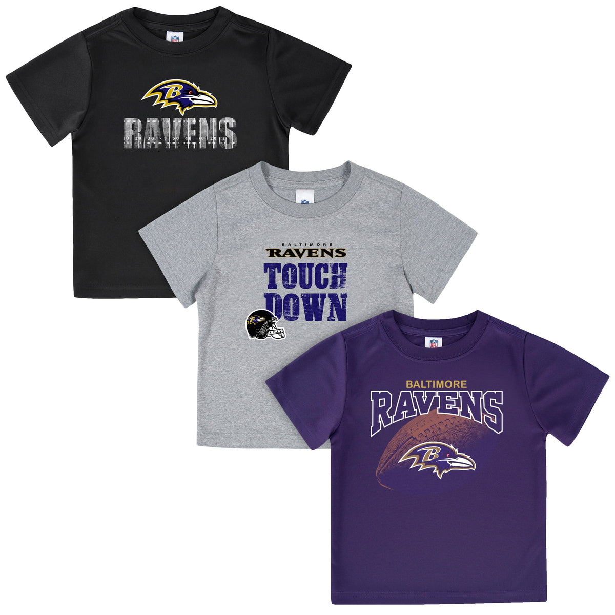 3-Pack Boys Ravens Short Sleeve Tees