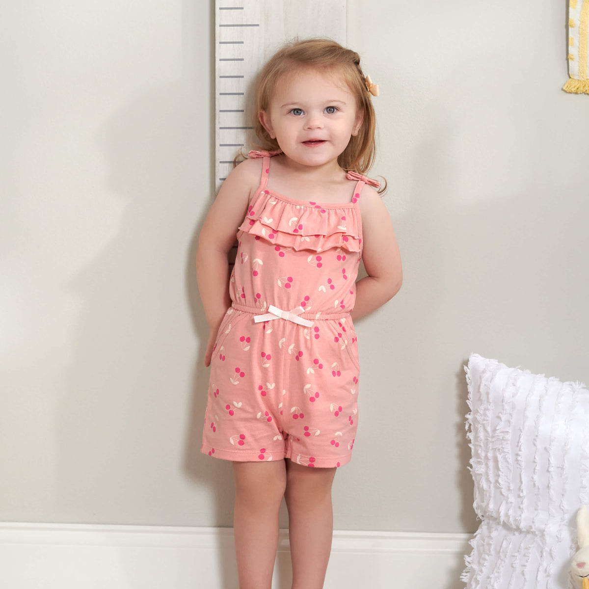 2-Pack Baby & Toddler Girls Cherry Blossom Tank Rompers, view 2