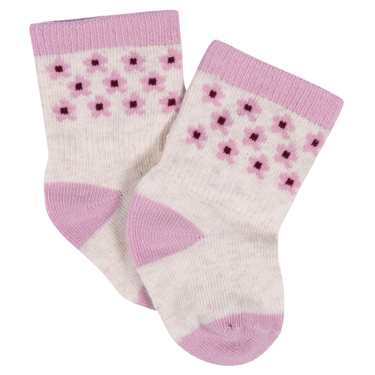8-Pack Baby Girls Lavender Garden Jersey Wiggle Proof Socks, view 9