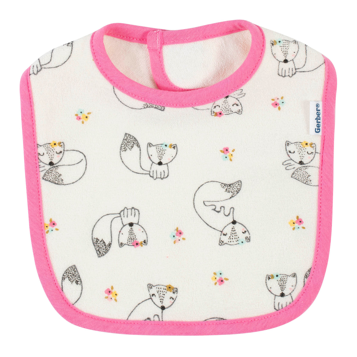 4-Pack Baby Girls Fox Dribbler Bibs, view 2