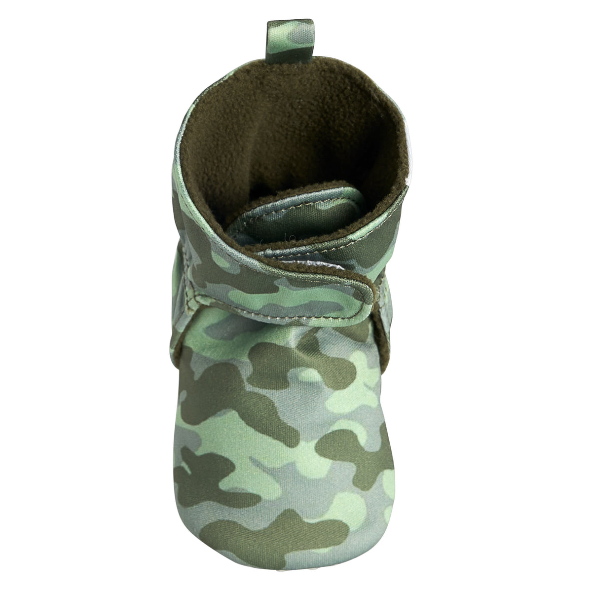 Baby Boys Green Camo Soft Booties, view 7