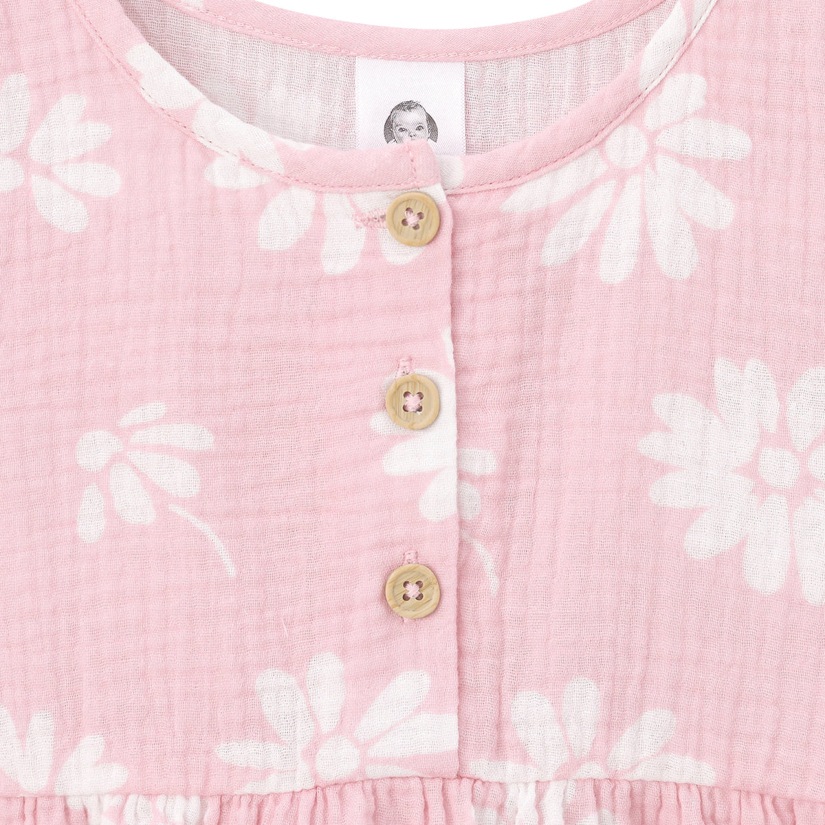 Infant & Toddler Girls Pink Floral Gauze Dress, view 2