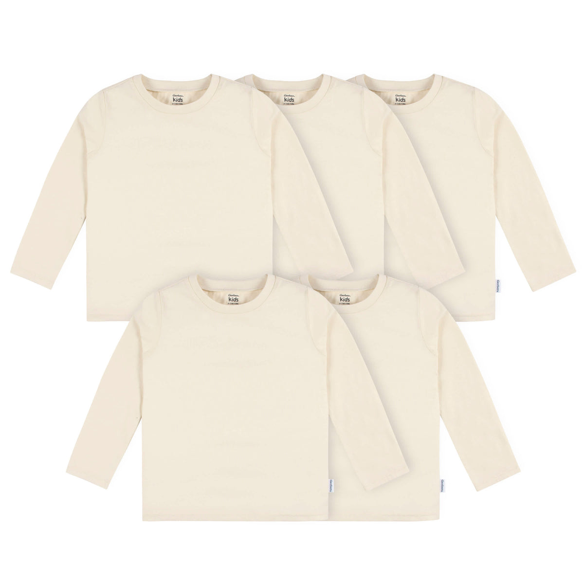 5-Pack Baby & Toddler Natural Premium Long Sleeve T-Shirts